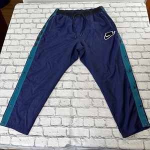 Nike Sportswear Mens Woven Tear Away Pants BV4546 498 Blue Green Plaid SZ XL
